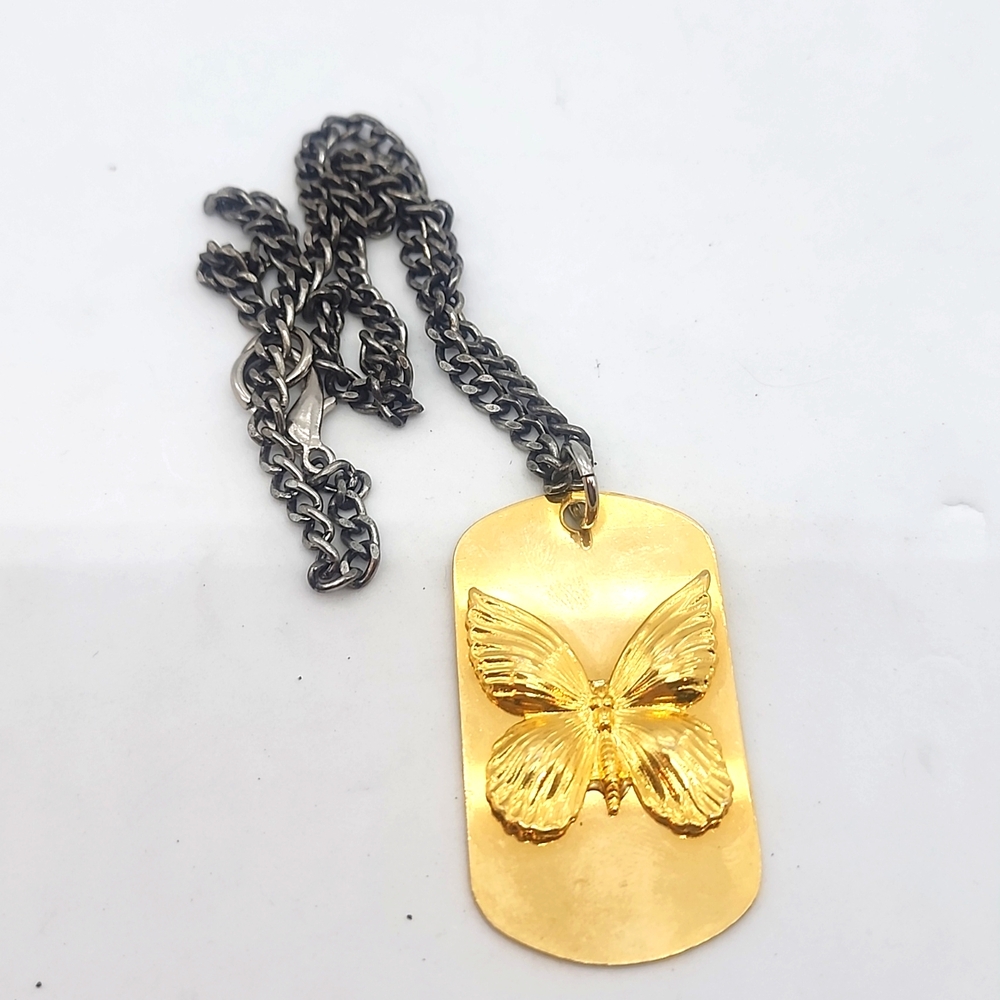 Gold LARGE BUTTERFLY DOG TAG